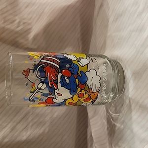 Vintage Clumsy Smurf 1983 Hardee's Glass